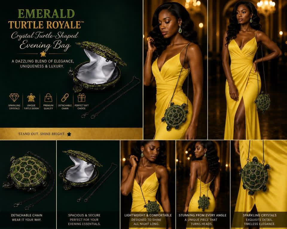 Emerald Turtle Royale™ Crystal Evening Bag