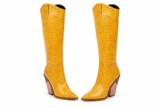YELLOW WESTERN BOOTS-KNEE LENGTH-(START SHIPPING DATE-5/25/2026)