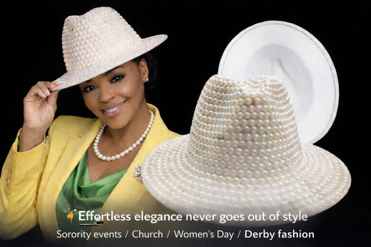 PEARL STATEMENT FEDORA-WHITE INSIDE-(SIZE 22.05-22.83 INCHES)-1932 FEDORA COLLECTION-(START SHIPPING DATE-5/25/2026)